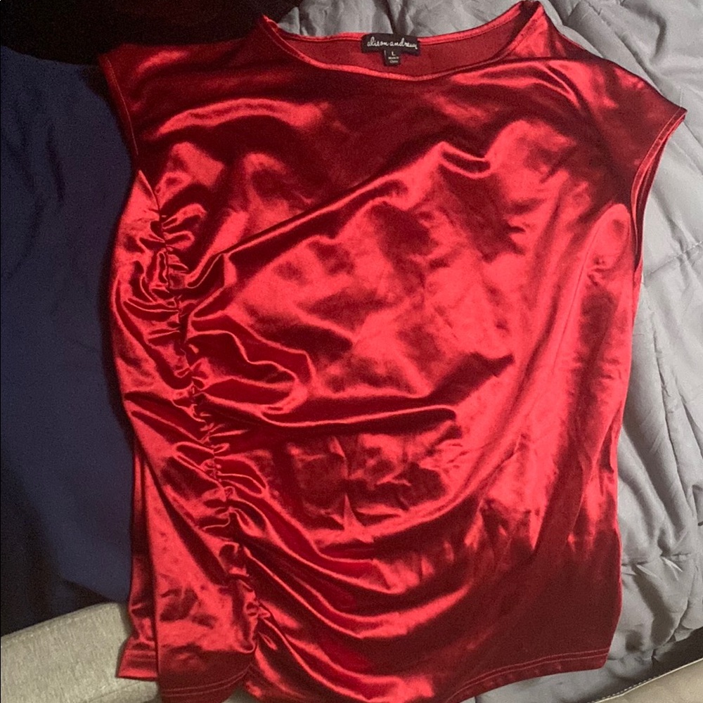 Red Satin Sleeveless Top